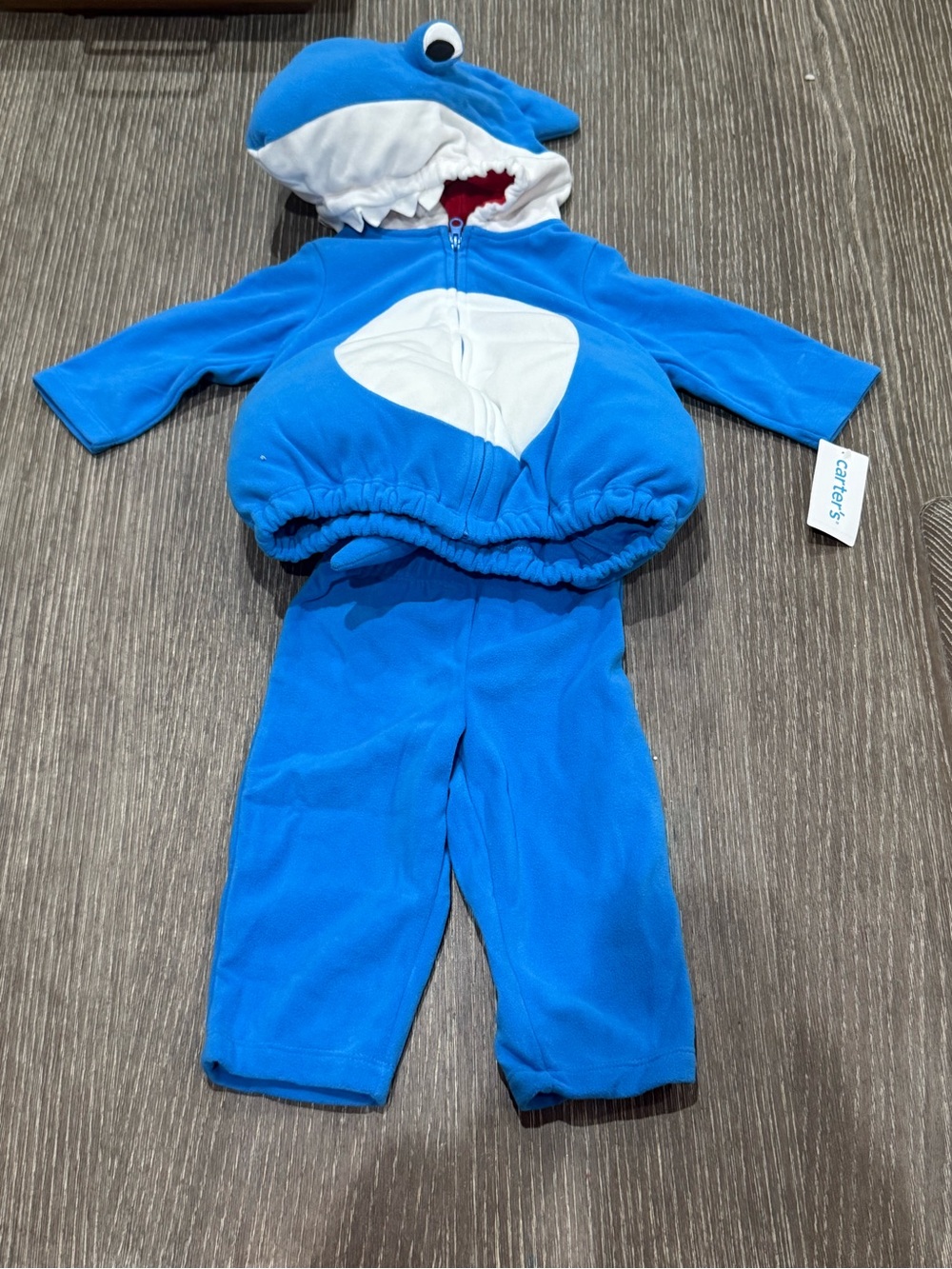 NWT Size 6-9 months Carter's Blue Shark Kids Costume Hoodie & Pants Set